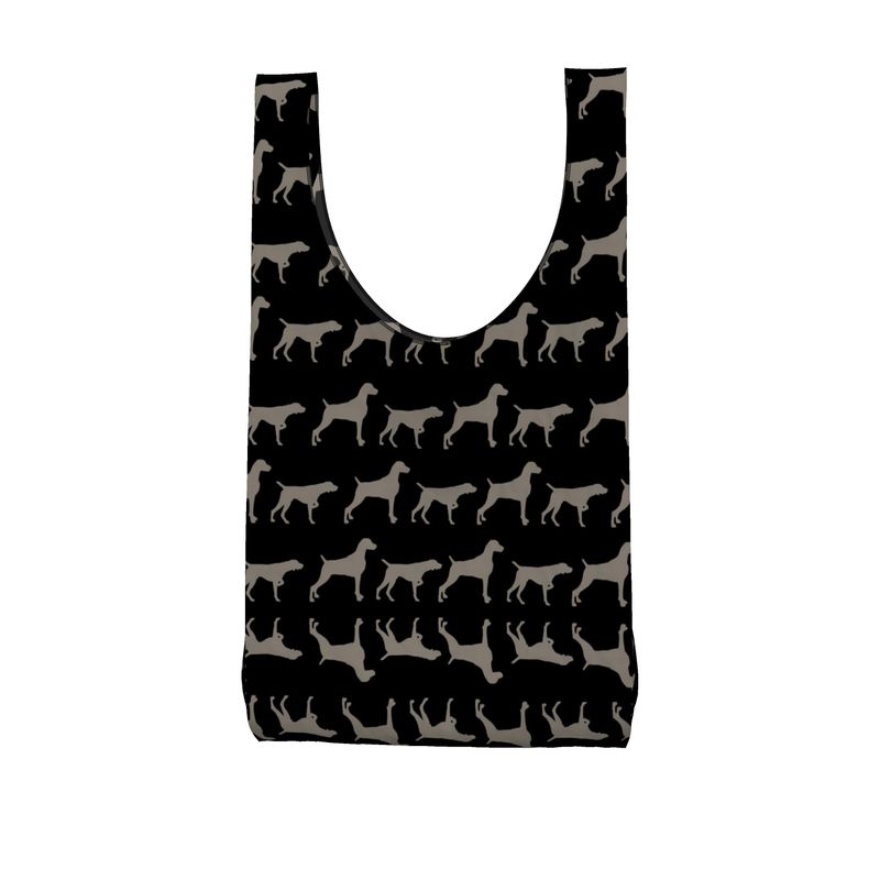 weimaraner Silhouette Black Parachute Shopping Bag
