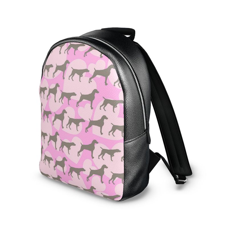 Weimaraner all Heart Pink Leather Backpack