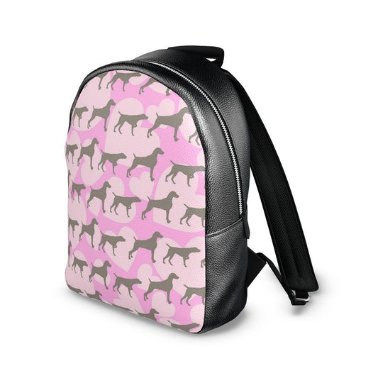 Weimaraner all Heart Pink Leather Backpack