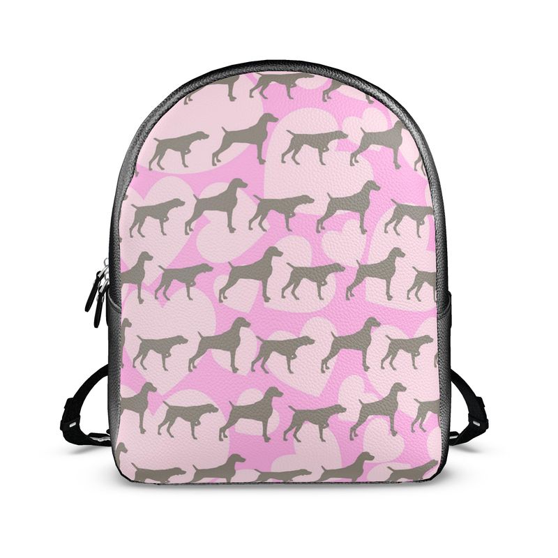Weimaraner all Heart Pink Leather Backpack