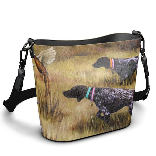 German Shorthair Pointer Leather Bucket Tote