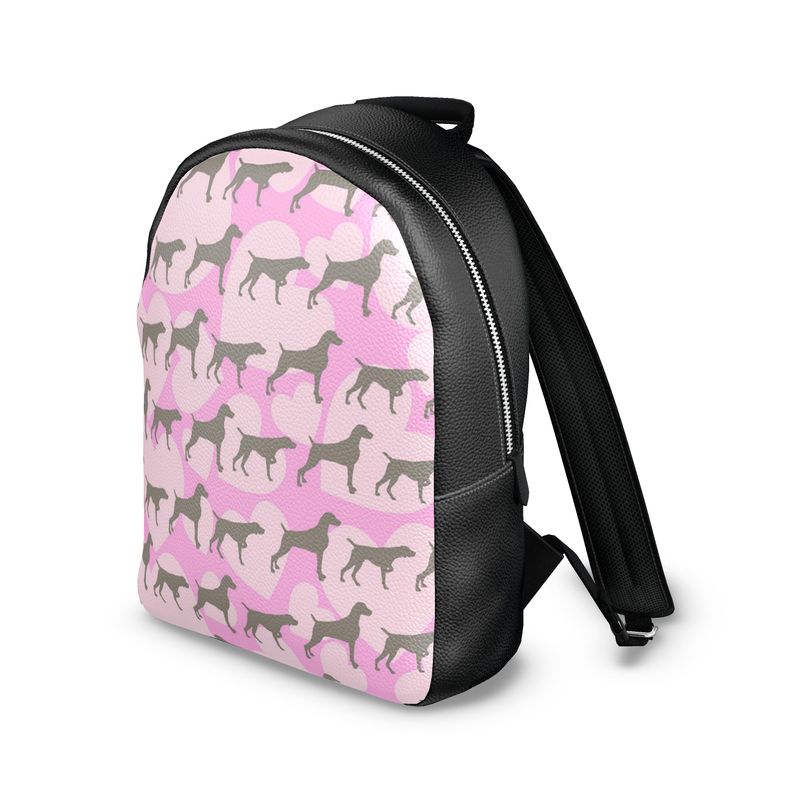 Weimaraner all Heart Pink Leather Backpack