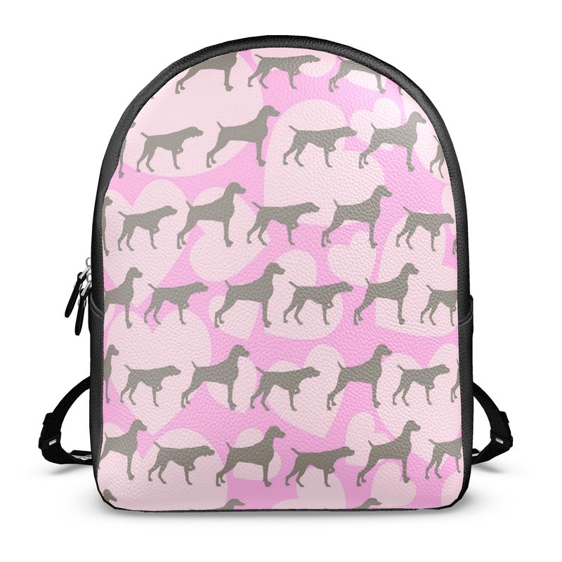 Weimaraner all Heart Pink Leather Backpack