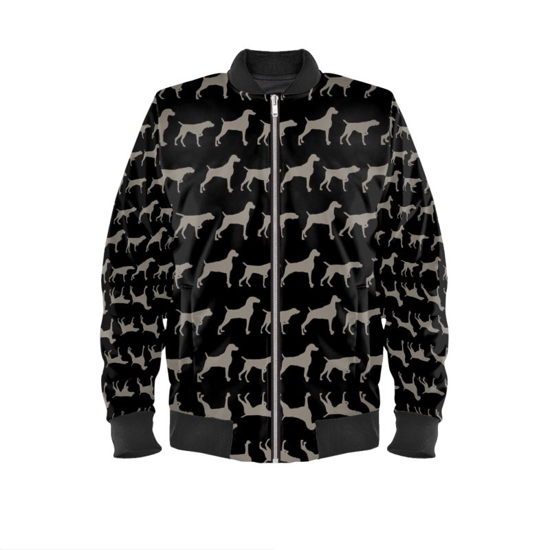 weimaraner Silhouette Black Bomber Jacket