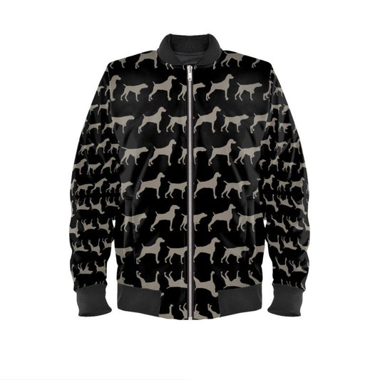 weimaraner Silhouette Black Bomber Jacket