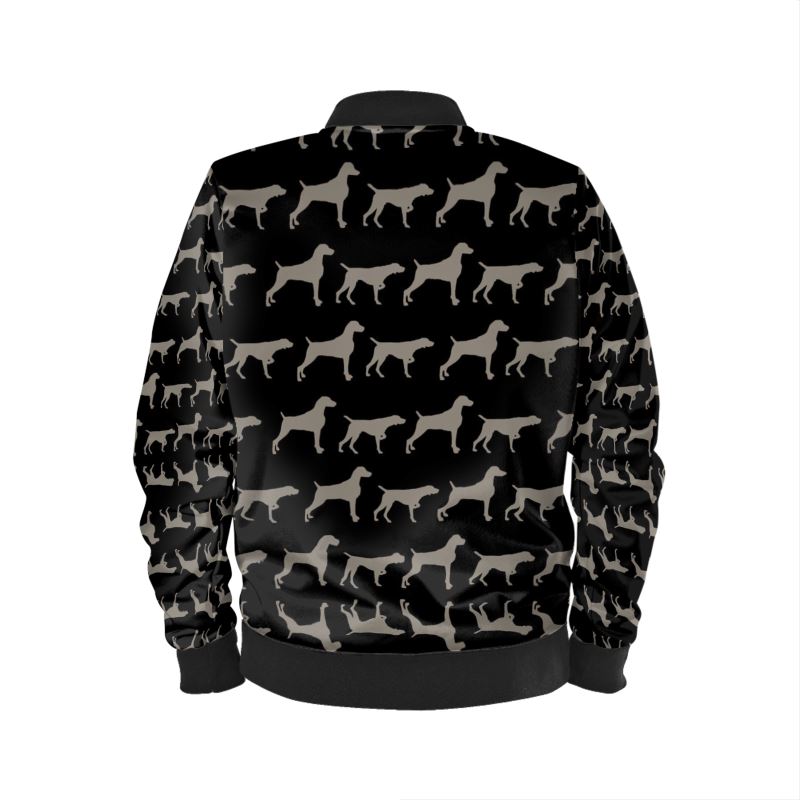 weimaraner Silhouette Black Bomber Jacket