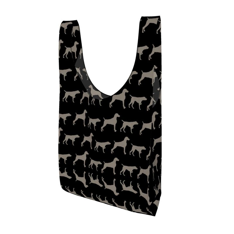 weimaraner Silhouette Black Parachute Shopping Bag