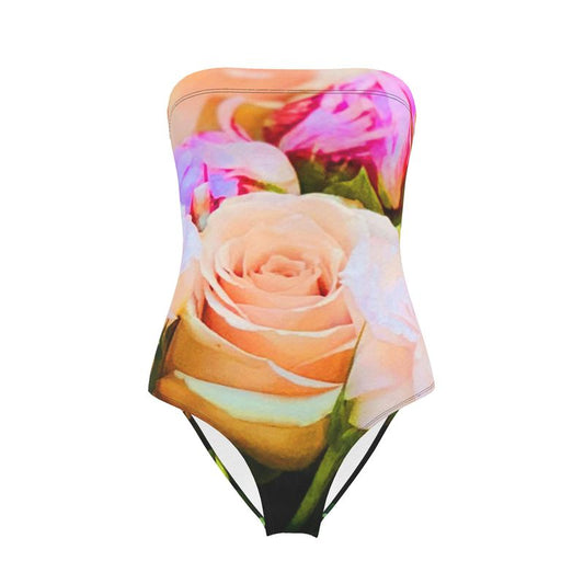 Floral Bouquet Strapless Swimsuit