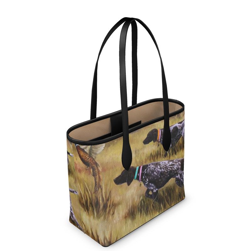 German Shorthair Pointer Leather City Shopper Tote