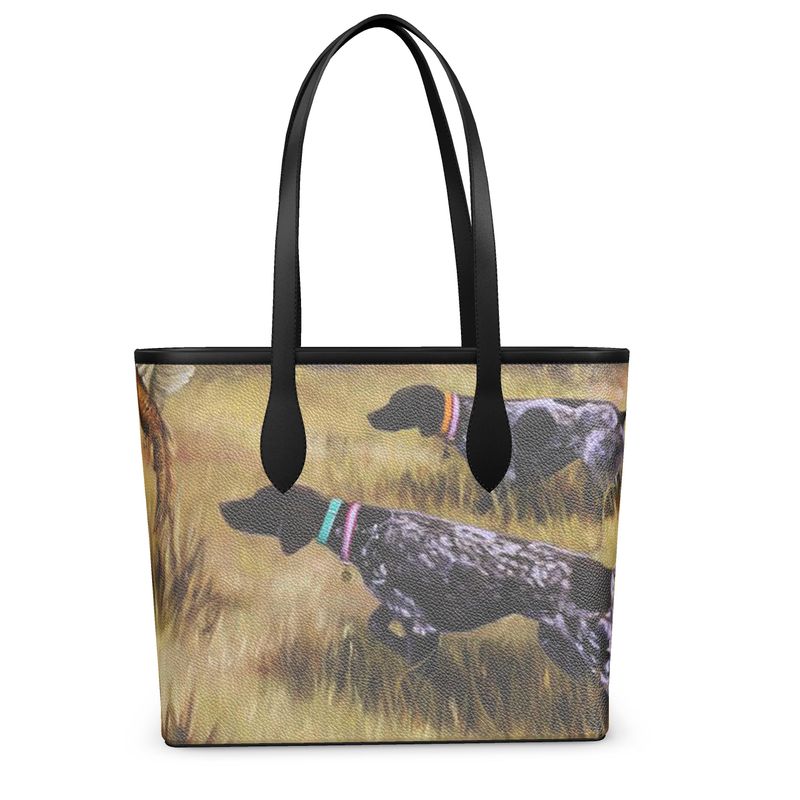 German Shorthair Pointer Leather City Shopper Tote