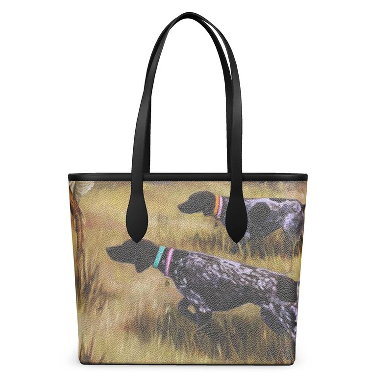 German Shorthair Pointer Leather City Shopper Tote